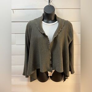 FRËTT Olive Brown Ribbed Open Cardigan – Estimated L/XL
